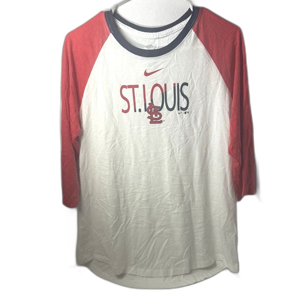 Nike St Louis Cardinals Baseball Tee 3/4 Sleeve NWT Size M Red Raglan MLB Tshirt